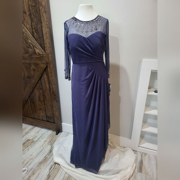 Alex Evenings Women's Embellished Chiffon Gown NWT size 12 Violet/purple - Picture 4 of 8